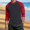 thumbnail image 1 of VBVC Men's 3/4 Sleeve Raglan Stretchy T Shirt , Color Block Crew Neck Tops For Men, S-4XL, 1 of 5