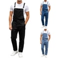 thumbnail image 1 of VBVC Men's Adjustable Denim Bib Overalls with Pockets , Casual Workwear Jean Overalls For Men, Black , S-3XL, 1 of 8