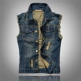 thumbnail image 1 of VBVC Men's Button Down Studded Punk Denim Vest , Sleeveless Biker Jean Jacket For Men,Dark Blue,M-5XL, 1 of 9