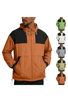 Men's Color Block UPF 50+ Sun Protection Hooded Jacket,Lightweight Quick Dry Windbreaker For Men,UV Block Outdoor Coat for Hiking Fishing,Green,S-3XL