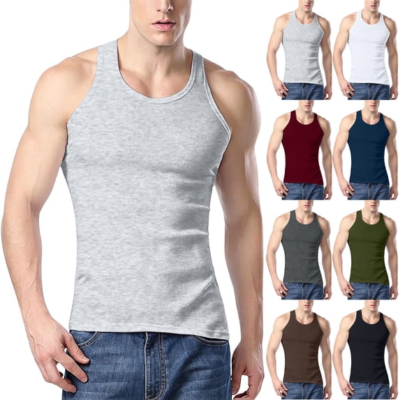 VBVC Men's Crew Neck Racerback Tank Top , Slim Fit Breathable Sleeveless Undershirt For Men,Army Green,S-5XL