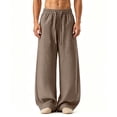 thumbnail image 1 of VBVC Men's Drawstring Cotton Linen Pants with Pockets , Wide Leg Beach Trousers For Men, *Coffee , X-Large, 1 of 6