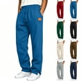 thumbnail image 1 of VBVC Men's Drawstring Side Slit Sweatpants with Pockets , Fall Wide Leg Jogger Trousers For Men, *Blue , Large, 1 of 7