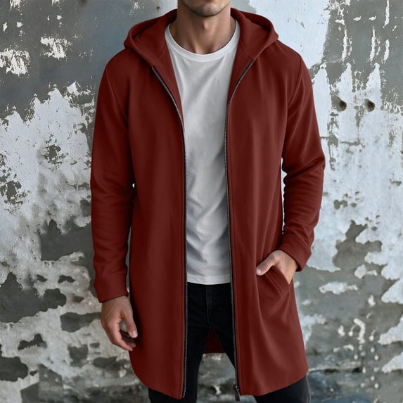 VBVC Men's Fall Long Full Zip Hoodie with Pockets , Oversized Lightweight Jacket For Men, S-3XL