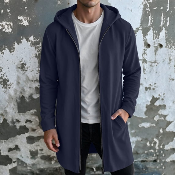 VBVC Men's Fall Long Full Zip Hoodie with Pockets , Oversized Lightweight Jacket For Men, S-3XL