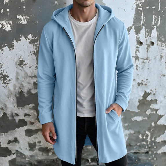 VBVC Men's Fall Long Full Zip Hoodie with Pockets , Oversized Lightweight Jacket For Men, S-3XL