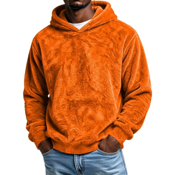 VBVC Men's Fuzzy Fleece Lightweight Hoodie , Winter Warm Pullover Sweatshirt For Men, S-3XL