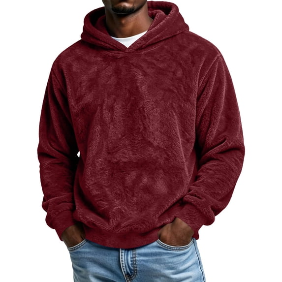 VBVC Men's Fuzzy Fleece Lightweight Hoodie , Winter Warm Pullover Sweatshirt For Men, S-3XL