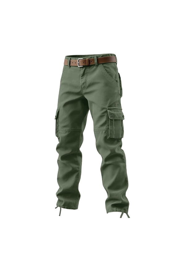 Men's Lightweight Cargo Pants with Multi Pockets,Hiking Zipper-Up Trousers For Men,Green,Size 34