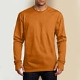thumbnail image 1 of VBVC Men's Long Sleeve Crewneck T Shirt with Thumb Holes , Basic Lightweight Stretchy Top For Men, Orange , S-3XL, 1 of 7