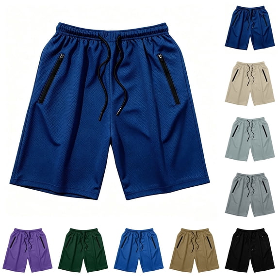 VBVC Men's Mesh Drawstring Athletic Shorts with Pockets , Lightweight Quick Dry Loose Fit Running Bottoms For Men, *Blue , Large