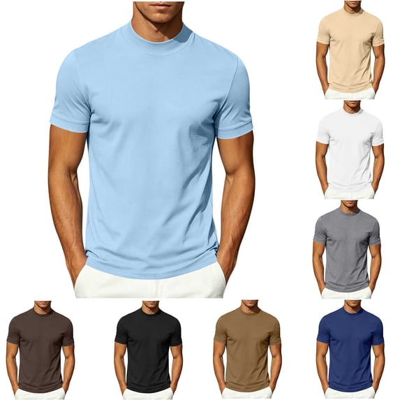 VBVC Men's Mock Neck Short Sleeve T Shirt , Casual Soft Stretchy Basic Tee For Men,Gray,S-2XL