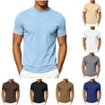thumbnail image 1 of VBVC Men's Mock Neck Short Sleeve T Shirt , Casual Soft Stretchy Basic Tee For Men,White,S-2XL, 1 of 8