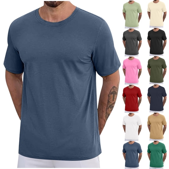 VBVC Men's Plain Basic Crew Neck T-Shirt , Soft Comfortable Short Sleeve Tee For Men,Black,S-5XL