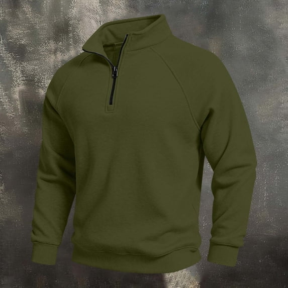 VBVC Men's Quarter Zip Pullover Sweatshirt , Mock Neck Long Sleeve Outdoor Top For Men, Army Green , S-3XL