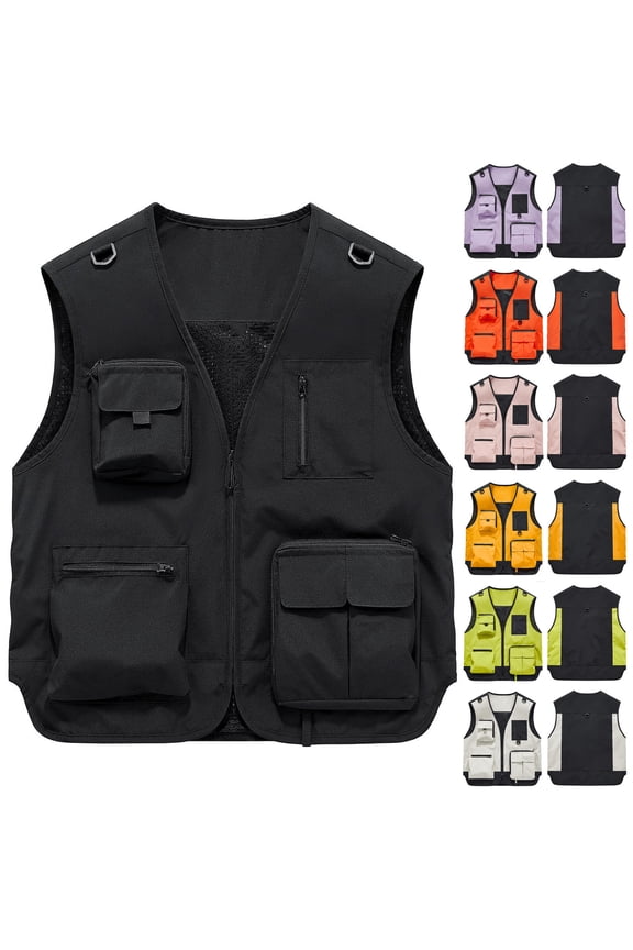 Men's Quick Dry Utility Cargo Vest with Multi-Pocket,Lightweight Outdoor Hiking Fishing Work Waistcoat for Men,Gold,M-4XL