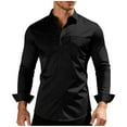 thumbnail image 1 of VBVC Men's Stretch Button Down Dress Shirt,Wrinkle Free Solid Business Formal Tops For Men,Black,Size S, 1 of 6