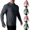 thumbnail image 1 of VBVC Men's UPF 50+ Full Zip Sun Protection Hoodie with Thumb Holes,Long Sleeve Athletic Yoga Running Hiking Top For Men,Pink,S-4XL, 1 of 8