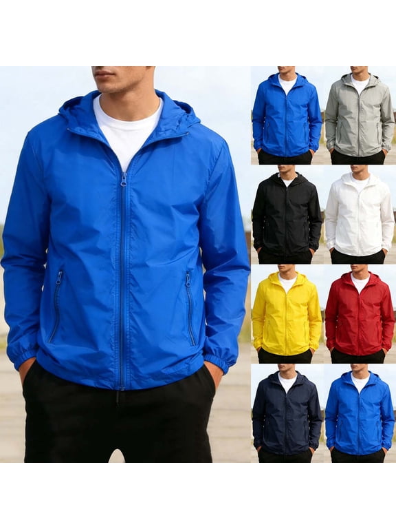 Men's UPF 50+ Sun Protection Hooded Jacket,Lightweight Full Zip Windbreaker For Men,Quick Dry UV Sun Coat for Outdoor Hiking Trave,Black,M-3XL
