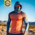 thumbnail image 1 of VBVC Men's Wave Print UPF 50+ Sun Protection Hoodie,Full Face Cover Quick Dry Fishing Shirt For Men,UV Block Long Sleeve Rash Guard for Beach Hiking,Orange,S-3XL, 1 of 4