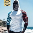 thumbnail image 1 of VBVC Men's Wave Print UPF 50+ Sun Protection Hoodie,Full Face Cover Quick Dry Fishing Shirt For Men,UV Block Long Sleeve Rash Guard for Beach Hiking,Red,S-3XL, 1 of 6