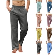 VBVC Mens Wide Leg Pull-On Pants with Side Pockets,Summer Breathable Trousers for Men,Dark Gray,S-4XL
