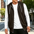 thumbnail image 1 of VBVC Men's Zip Up Vest Sleeveless Hoodie with Pockets , Fall Lightweight Drawstring Activewear Jacket For Men, Brown , S-3XL, 1 of 5