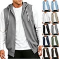 thumbnail image 1 of VBVC Men's Zip Up Vest Sleeveless Hoodie with Pockets , Fall Lightweight Drawstring Activewear Jacket For Men, Gray , S-3XL, 1 of 6