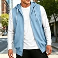 thumbnail image 1 of VBVC Men's Zip Up Vest Sleeveless Hoodie with Pockets , Fall Lightweight Drawstring Activewear Jacket For Men, Light Blue , S-3XL, 1 of 5