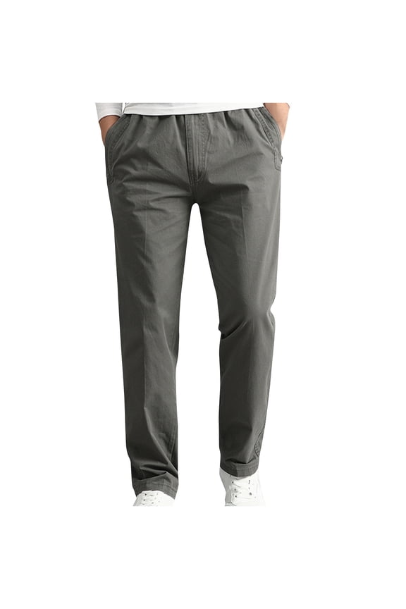 Men's and Men's Plus Cotton Chino Pants,Lightweight Drawstring Trousers For Men,Army Green,Size XL