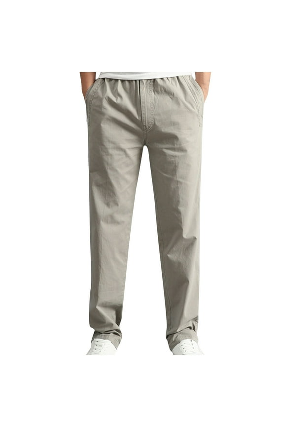 Men's and Men's Plus Cotton Chino Pants,Lightweight Drawstring Trousers For Men,Gray,Size XXL