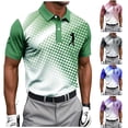 thumbnail image 1 of VBVC Men's and Men's Plus Golf Print Short Sleeve Collared Shirt,Breathable Quick Dry Athletic Top For Men,Green,S-5XL, 1 of 7