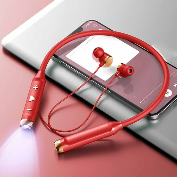 VBVC Neckband Bluetooth Headphones,Hd Stereo Wireless Sports Earphones,Around Neck Bluetooth Headphones Noise Cancelling Mic,Magnetic Attraction,Flashlight