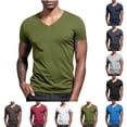 thumbnail image 1 of VBVC No Boundarie Men's Plus V-Neck Breathable Short Sleeve T-Shirt,Summer Lightweight Basic Tops For Men,Dark Gray,S-5XL, 1 of 10
