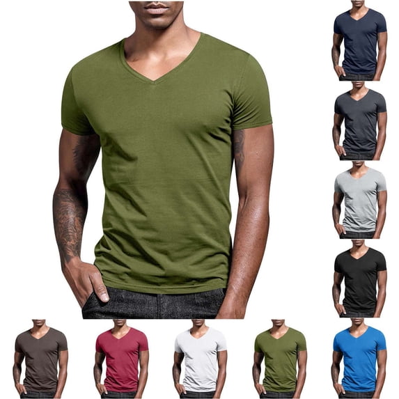 VBVC No Boundarie Men's Plus V-Neck Breathable Short Sleeve T-Shirt,Summer Lightweight Basic Tops For Men,Dark Gray,S-5XL
