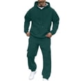 thumbnail image 1 of VBVC No Boundarie Men's Winter 2 Piece Hoodies Set,Pullover and Cargo Sweatpants Set,Baggy Workout Sweatsuit For Men,Army Green,Size XXXL, 1 of 6