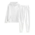 thumbnail image 1 of VBVC No Boundarie Women's 2 Piece Hoodie Pullover,Ladies Lightweigh Jogger Sweatsuit,Womens Workout Tracksuit Set With Kangaroo Pocket,White,Size M, 1 of 2