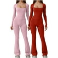 thumbnail image 1 of VBVC No Boundaries Women's 2 Piece Square Neck Jumpsuits,Ladies Butt Lift One Piece Pants,Slimming Bodysuits Pants For Women,Red,XXL, 1 of 5