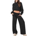 thumbnail image 1 of VBVC No Boundarie Women's 2 Piece Y2k Lounge Sets,Cropped Hoodie and Wide Leg Sweatpants Set,Drawstring Pocktes Sweatsuits For Women,Black,Size L, 1 of 9