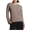 thumbnail image 1 of VBVC Women's Fall Oversized Pullover Sweaters,Ladies Crewneck Long Sleeve Pullover,Chunky Cable Knit Tops Winter Clothing,Brown,Size M, 1 of 6