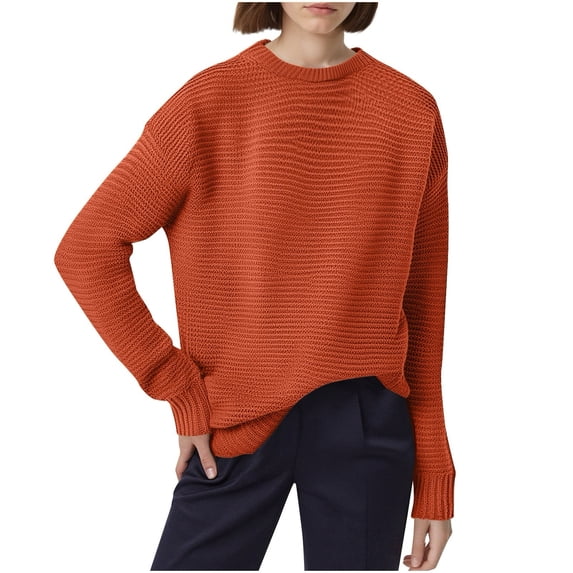 VBVC Women's Fall Oversized Pullover Sweaters,Ladies Crewneck Long Sleeve Pullover,Chunky Cable Knit Tops Winter Clothing,Khaki,Size S