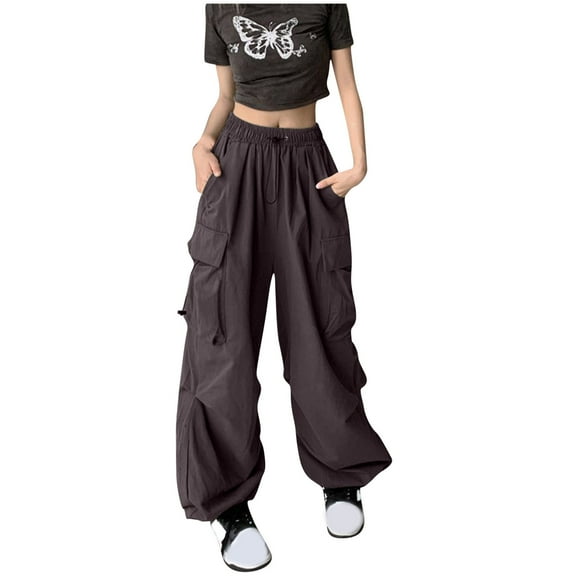 VBVC Women's Oversized Hip Hop Cargo Pants,Unisex Adjustable Waist Jogger Pants,Girls Quick-Drying Jogger Pants,Gray,Size XXXL