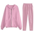 thumbnail image 1 of VBVC No Boundarie Women's Plus Size 2 Piece Fall Outfit,Hoodie and Sweatpants Set For Women,Ladies Zip Up Lounge Tracksuit with Pockets,Pink,Size XL, 1 of 4