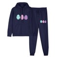 thumbnail image 1 of VBVC No Boundarie Women's Plus Size 2 Piece Sweatsuits,Ladies Easter Print Matching Lounge Sets,Drawstring Pullover Hoodies For Women,Navy,Size XXL, 1 of 5