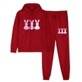 thumbnail image 1 of VBVC No Boundarie Women's Plus Size 2 Piece Sweatsuits,Ladies Easter Print Matching Lounge Sets,Drawstring Pullover Hoodies For Women,Red,Size L, 1 of 5