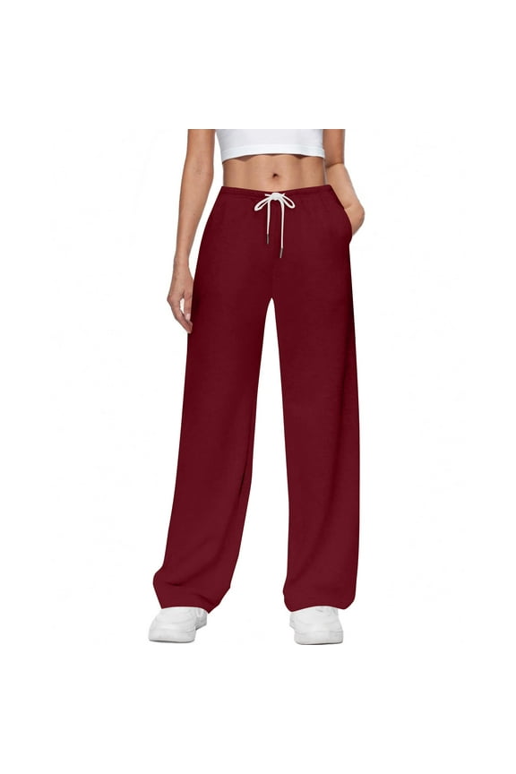 No Boundarie Women's Plus Size Drawstring Sweatpants,Ladies Lightweigh Jogger With Pockets,Stretchy Baggy Trouse For Women,Wine,Size XL