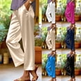 thumbnail image 1 of VBVC No Boundaries Women's Satin Straight Leg Pants,High Waisted Trousers For Women,Ladies Office Business Work Sweatpants with Pockets,Navy,S-2XL, 1 of 7