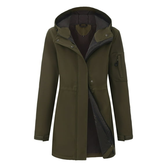 VBVC No Boundaries Women's Sherpa Lined Hooded Coat,Ladies Long Zip-Up Sweater with Pockets,Winter Thick Jacket Outwear For Women,Army Green,Size L