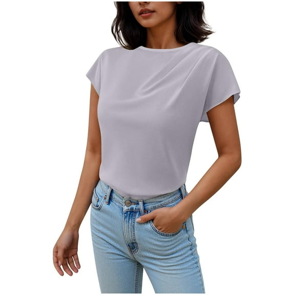 VBVC No Boundaries Women's Short Sleeve Crop Tops,Womens Slimming Crewneck T-Shirts,Workout Tops Trendy Y2K Clothes For Women,*1-Gray,Size M