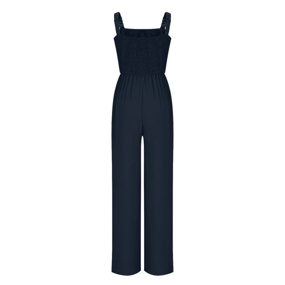VBVC No Boundaries Women's Square Neck Suspender Pants,Ladies Sleeveless Butt Lift One Piece Pants,Slimming Jumpsuits For Women,Dark Blue,Size XL